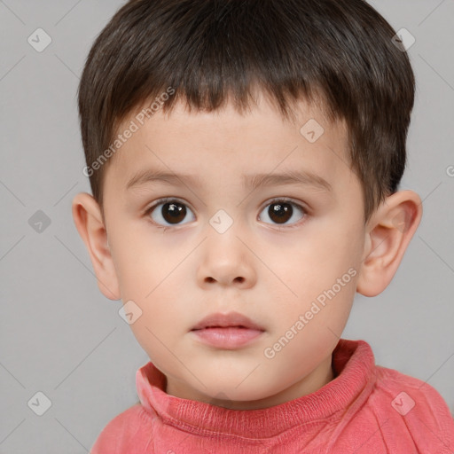 Neutral white child male with short  brown hair and brown eyes