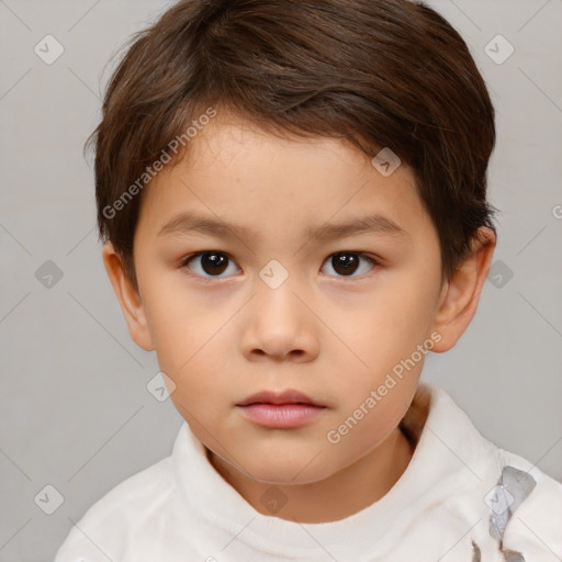 Neutral white child male with short  brown hair and brown eyes