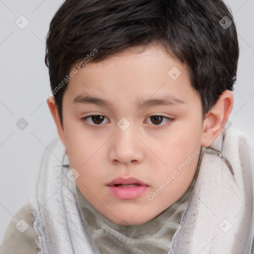 Neutral white child male with short  brown hair and brown eyes