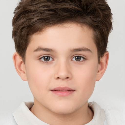 Neutral white child male with short  brown hair and brown eyes