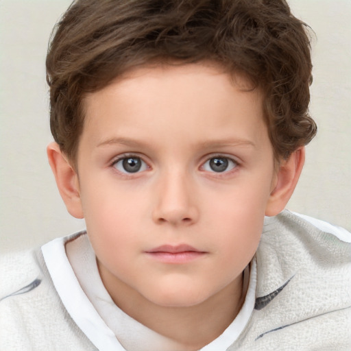 Neutral white child male with short  brown hair and brown eyes