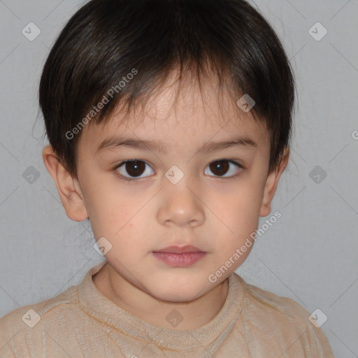 Neutral white child female with short  brown hair and brown eyes