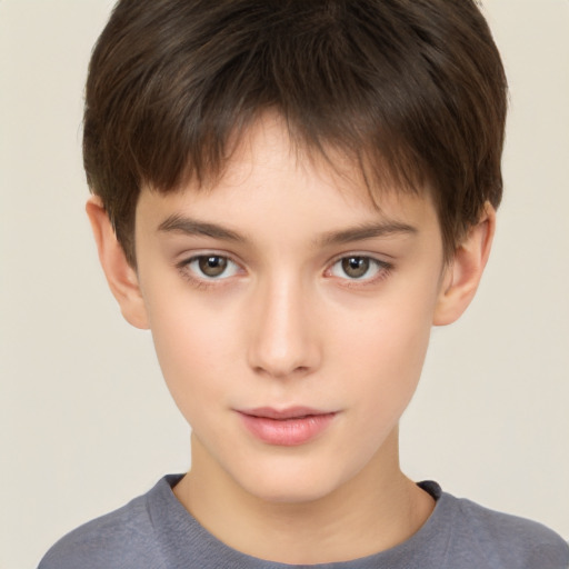 Neutral white child male with short  brown hair and brown eyes