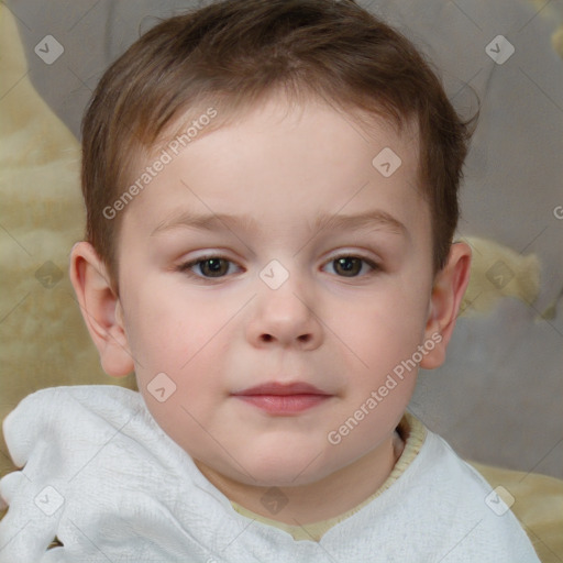 Neutral white child male with short  brown hair and brown eyes