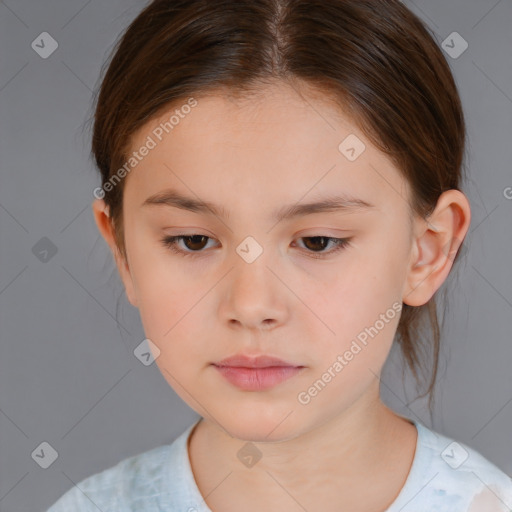 Neutral white child female with medium  brown hair and brown eyes