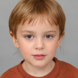 Neutral white child female with short  brown hair and grey eyes