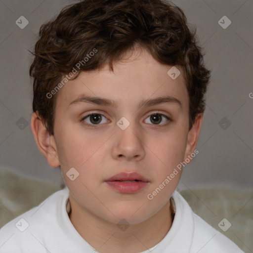 Neutral white child male with short  brown hair and brown eyes