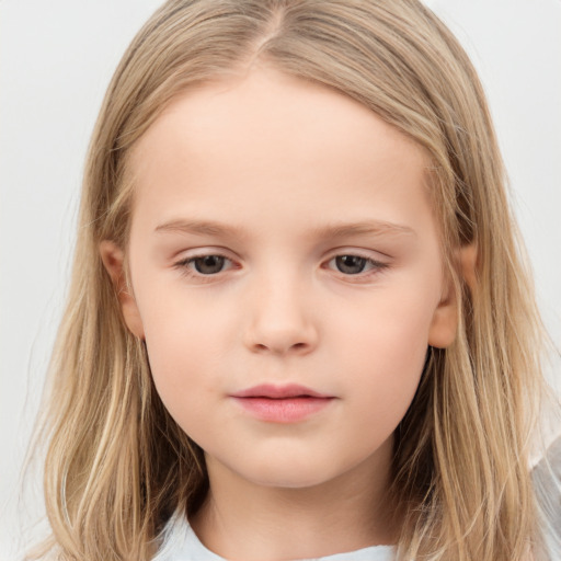 Neutral white child female with medium  brown hair and brown eyes