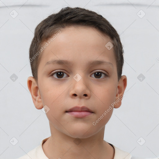 Neutral white child male with short  brown hair and brown eyes