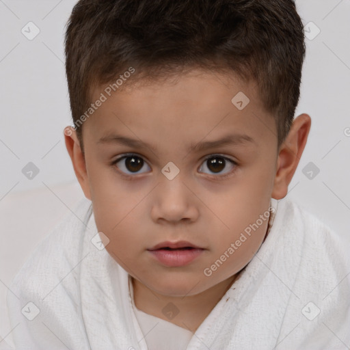 Neutral white child male with short  brown hair and brown eyes