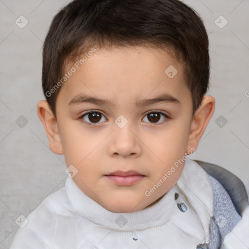 Neutral white child male with short  brown hair and brown eyes