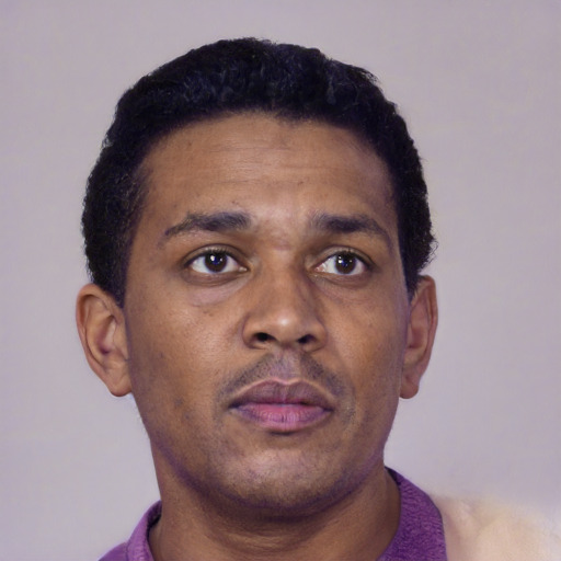 Neutral black young-adult male with short  brown hair and brown eyes
