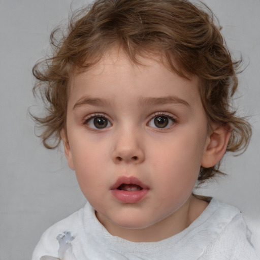 Neutral white child female with medium  brown hair and brown eyes