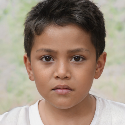 Neutral asian child male with short  brown hair and brown eyes