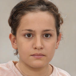 Neutral white young-adult female with short  brown hair and brown eyes