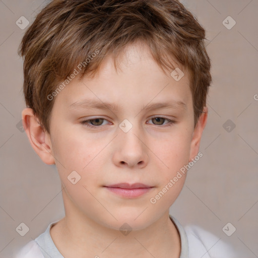 Neutral white child male with short  brown hair and brown eyes