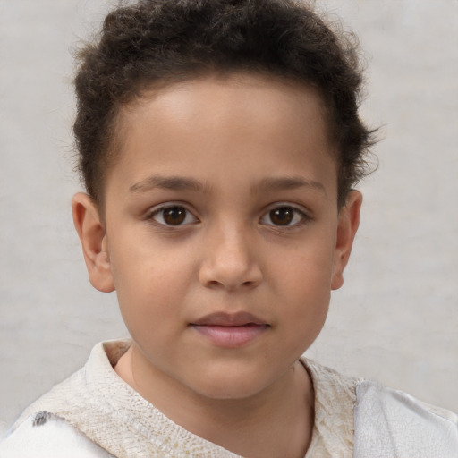 Neutral white child female with short  brown hair and brown eyes