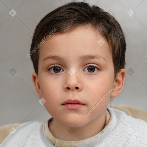 Neutral white child female with short  brown hair and brown eyes