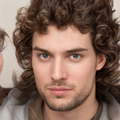 Neutral white young-adult male with medium  brown hair and brown eyes