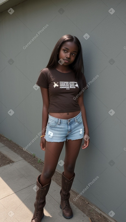 Teenager female with  brown hair