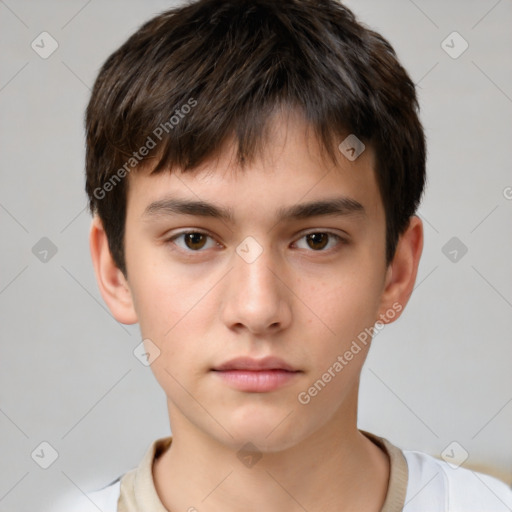 Neutral white child male with short  brown hair and brown eyes