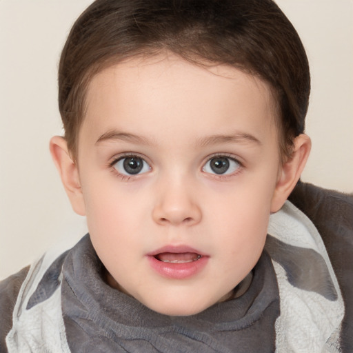 Neutral white child female with short  brown hair and brown eyes