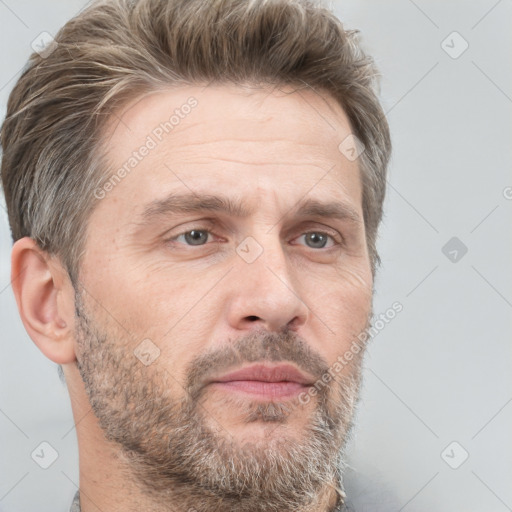 Neutral white adult male with short  brown hair and brown eyes