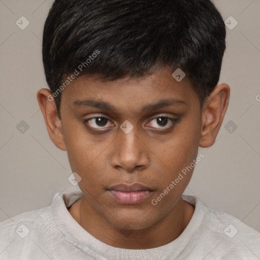 Neutral black young-adult male with short  brown hair and brown eyes