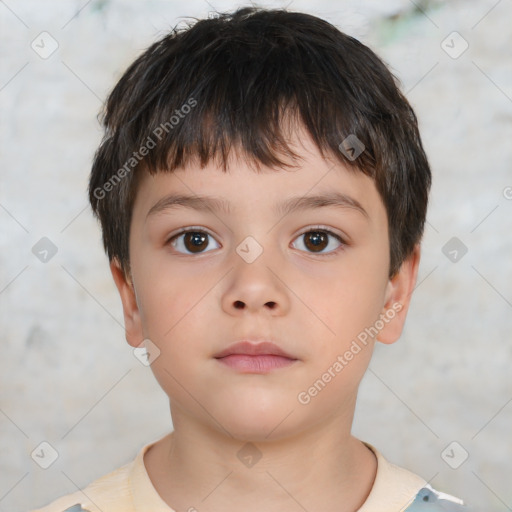 Neutral white child male with short  brown hair and brown eyes