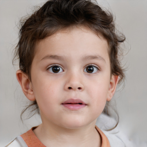 Neutral white child male with medium  brown hair and brown eyes