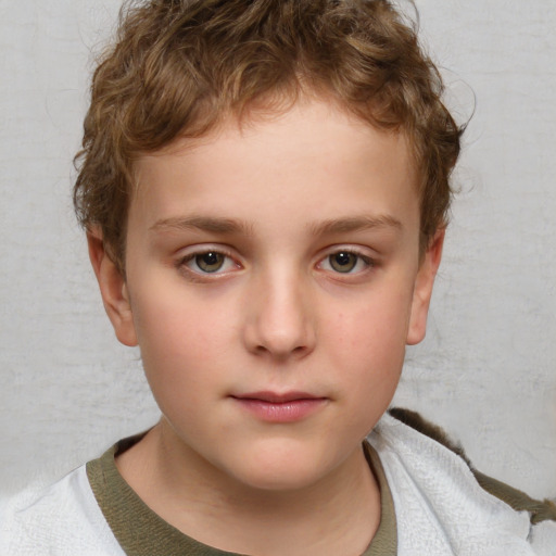 Neutral white child male with short  brown hair and grey eyes