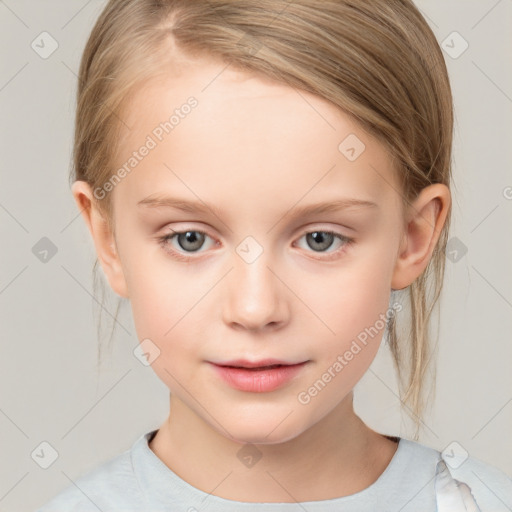 Neutral white child female with short  brown hair and brown eyes