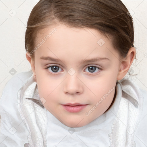 Neutral white child female with medium  brown hair and brown eyes