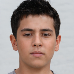 Neutral asian young-adult male with short  brown hair and brown eyes