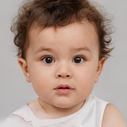 Neutral white child male with short  brown hair and brown eyes