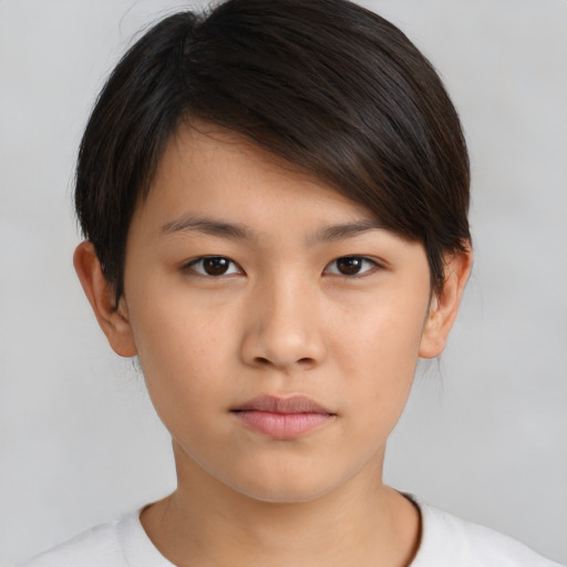 Neutral asian young-adult male with short  brown hair and brown eyes
