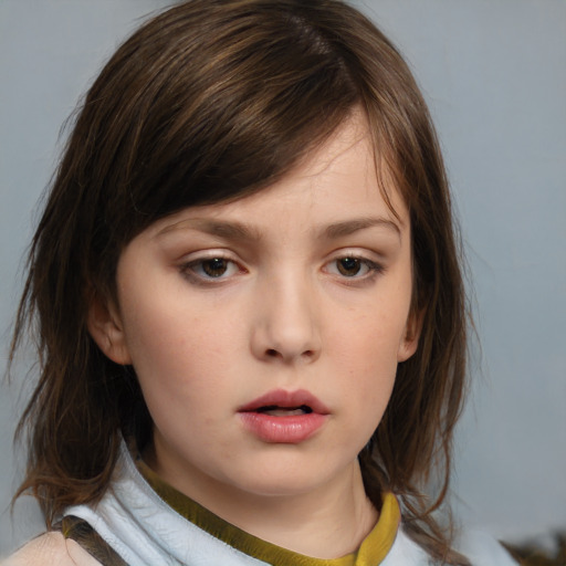 Neutral white child female with medium  brown hair and brown eyes