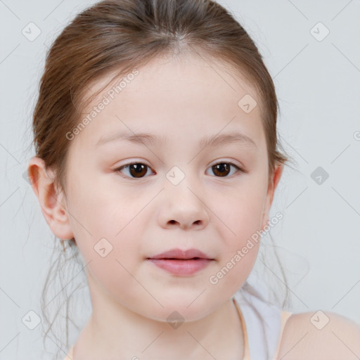 Neutral white child female with medium  brown hair and brown eyes