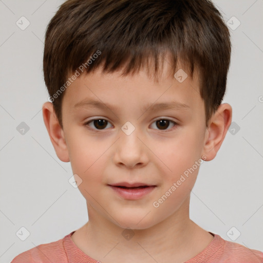 Neutral white child male with short  brown hair and brown eyes