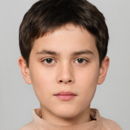 Neutral white child male with short  brown hair and brown eyes