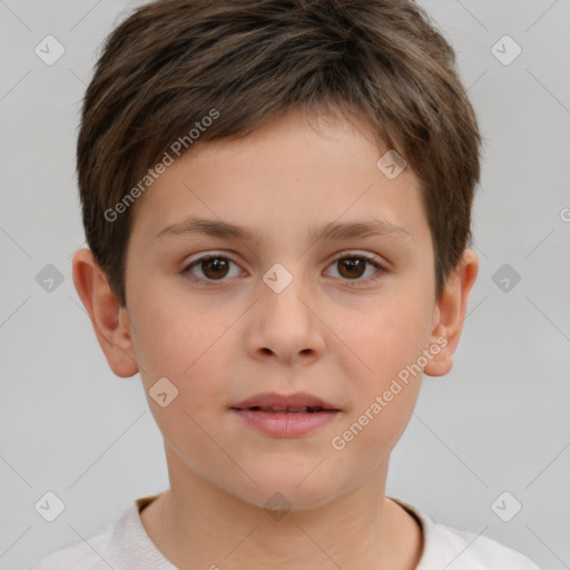 Neutral white child male with short  brown hair and brown eyes