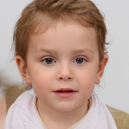 Neutral white child male with short  brown hair and blue eyes