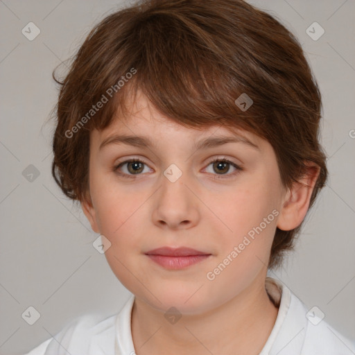 Neutral white child female with medium  brown hair and brown eyes