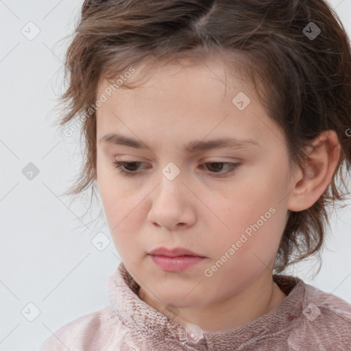 Neutral white child female with medium  brown hair and brown eyes