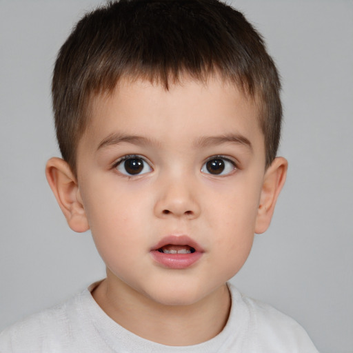 Neutral white child male with short  brown hair and brown eyes