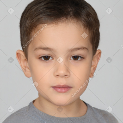 Neutral white child male with short  brown hair and brown eyes