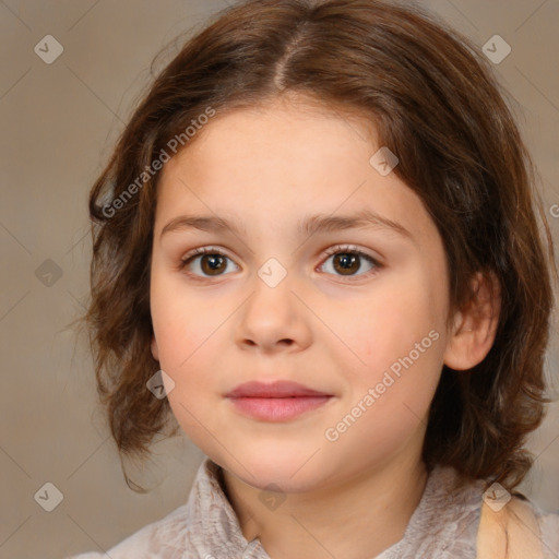 Neutral white child female with medium  brown hair and brown eyes