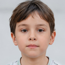 Neutral white child male with short  brown hair and brown eyes