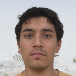 Neutral asian young-adult male with short  brown hair and brown eyes