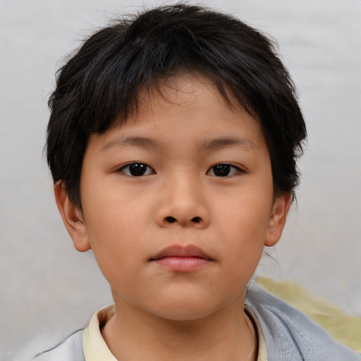 Neutral asian child female with short  brown hair and brown eyes